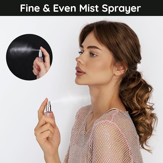 Segbeauty 10ML Refillable Perfume Bottle, 10 Packs Fine Mist Atomizer Sprayer, Empty Glass Spray Bottle Mini Portable Travel Atomizer for Toiletries, Fragrance Scent Pump Dispenser-Velvo Beauty