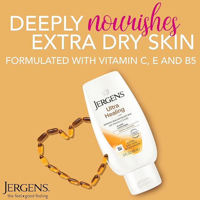 Jergens Ultra Healing Moisturizer for Dry Skin, Hand and Body Lotion, with Hydralucence Blend, Vitamins C, E and B5, 3 Oz, Pack of 8-Velvo Beauty