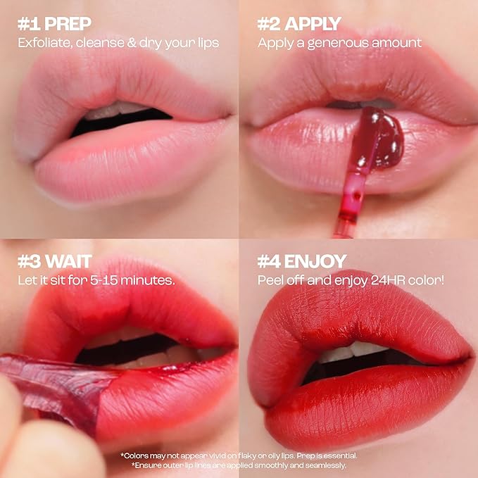 Rouge Star Plumping Lip Tattoo (0.17 oz) - 72-HR Long Lasting Waterproof Peel Off Lip Stain - Transfer-Proof, Non -Sticky Hydrating Matte Lip Tint Tattoo (Richly Red)-Velvo Beauty