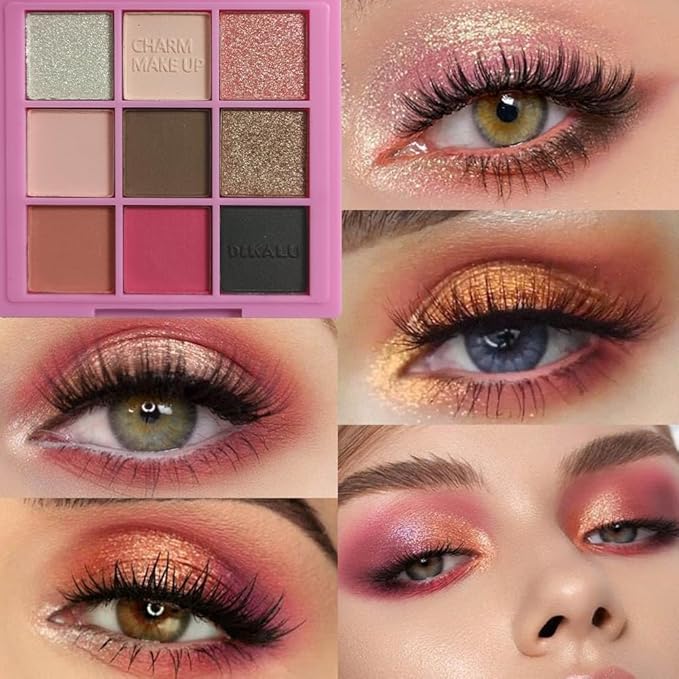 Eyeshadow Palette Makeup- 9 Colors Pink Bown Black Smoking Eyeshadow Palette Matte Shimmer Eye Shadow palettes Highly Pigmented Naturing-Looking Long Lasting (19#)-Velvo Beauty