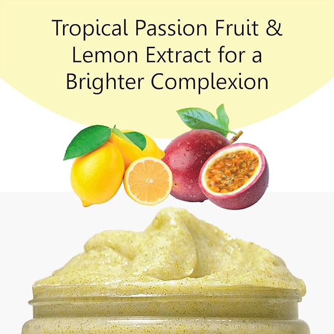 First Botany Body Scrub - Natural Exfoliating Salt Scrub & Body and Face Souffle helps with Moisturizing Skin, Acne, Cellulite, Dead Skin Scars, Wrinkles (10 fl oz, AHA Passion Fruit)-Velvo Beauty