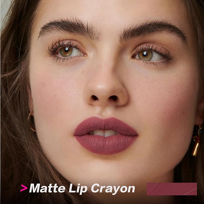 FOCALLURE Ultra Chic Matte Lipstick,Rich Vitamin E Lip Crayon,Lightweight Matte Color without Drying or Fading,Long Lasting Waterproof Lips Makeup,DEL RIO-Velvo Beauty