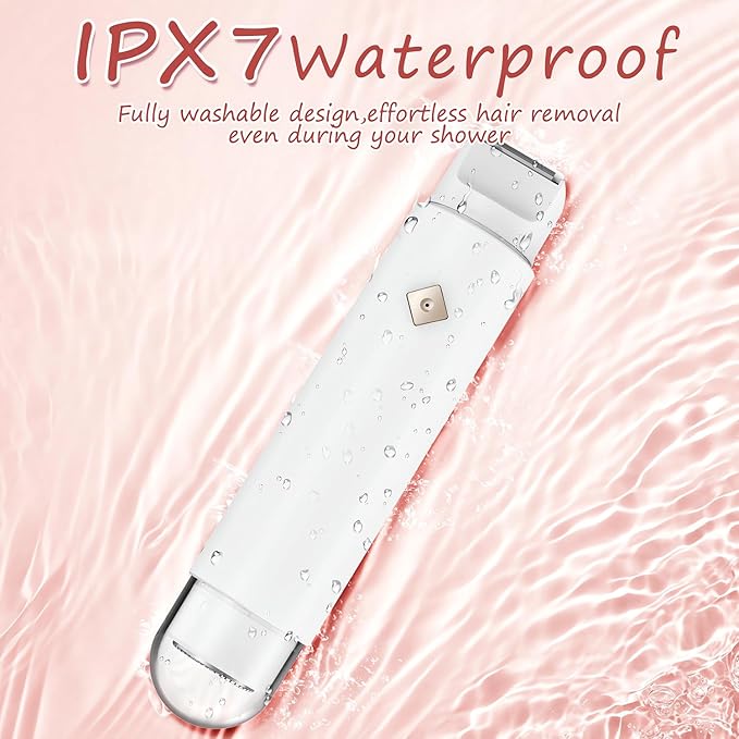 Bikini Trimmer for Women - 2 in 1 Electric Body Hair Trimmer for Silky Skin, Cordless Body Shaver for Travel, IPX7 Waterproof & Easy to Clean, Replaceable Ceramic Blade Heads (White)-Velvo Beauty