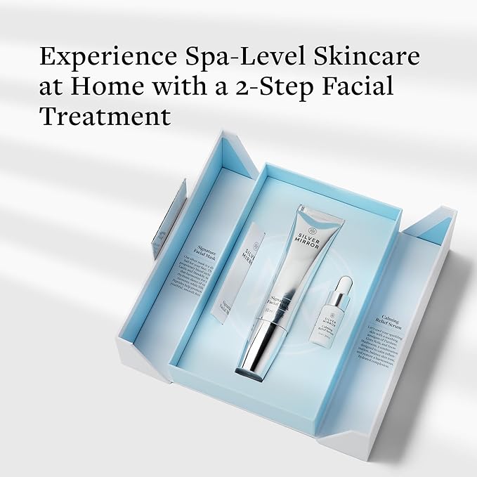Signature Facial Mask (1.7 fl oz) & Serum (0.33 fl oz), Skin Care Set, 2-Step Face Tightening and Lifting Skincare, Anti Wrinkle, with Hyaluronic Acid, for Instant Face Lift-Velvo Beauty