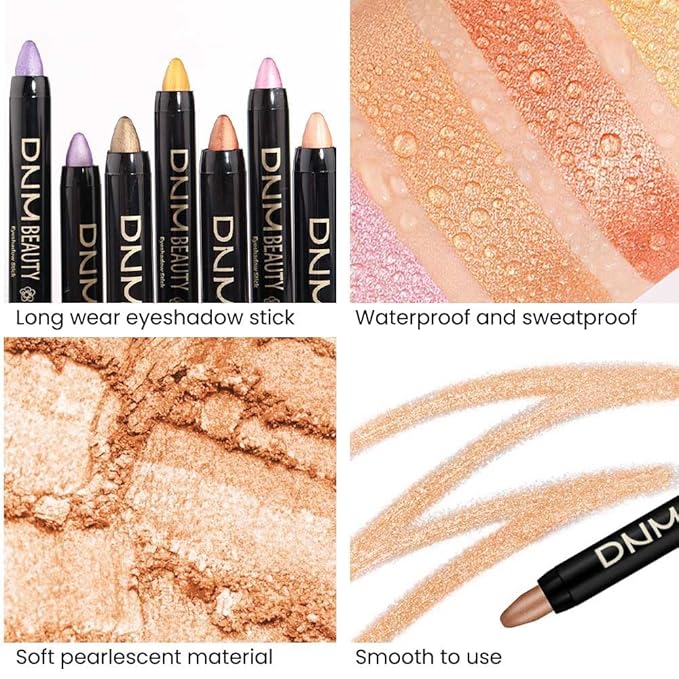 evpct 2Pcs Cream Eyeshadow Sticks Set for Eyes Beige Gold & Bronze Gold Shimmer Eye Crayon Shadow Brightener Stick Pencil Pen Bulk sombras en crema para ojos 05+15-Velvo Beauty