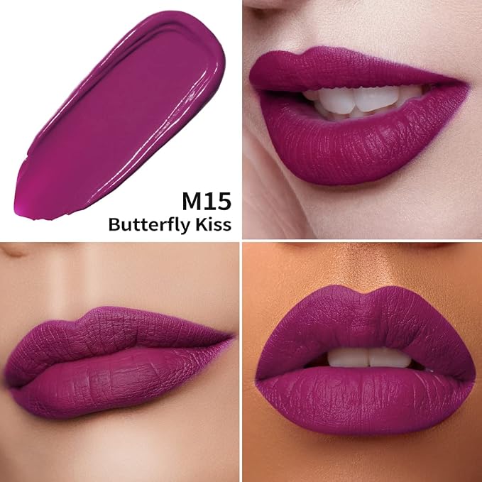 Oulac Matte Liquid Purple Lipstick for Women, Dark Violet Long Lasting Lipstick, Waterproof Lip Stain, No Transfer, Creamy High Pigmented Formula with Vitamin E, Vegan & Cruelty-Free M15-Velvo Beauty