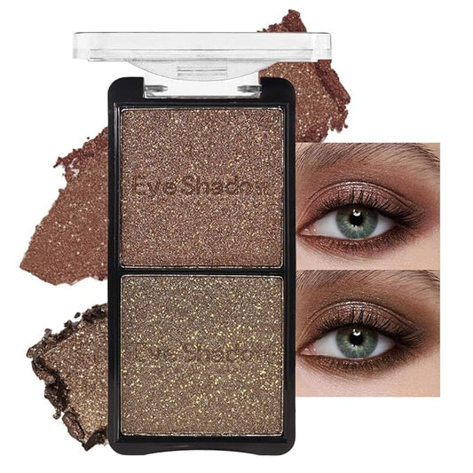 Double color eye shadow, Eyeshadows Creamy, high pigment eye makeup palette, matte shimmer metal eye shadow powder, Blendable, Ultra-Pigmented, Easy to Apply, Matte & Shimmer, (06)-Velvo Beauty