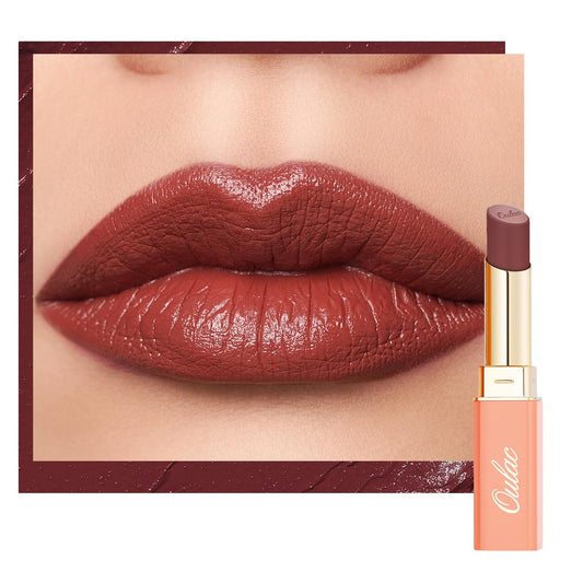 Oulac Color Rich Satin Lipstick - Red Brown Full Coverage Lip Color, Creamy Silky-Smooth, Moisturizing, Satin Matte Finish, Infused With Shea Butter, Vegan & Clean Beauty, 4g, SG14 Blair-Velvo Beauty