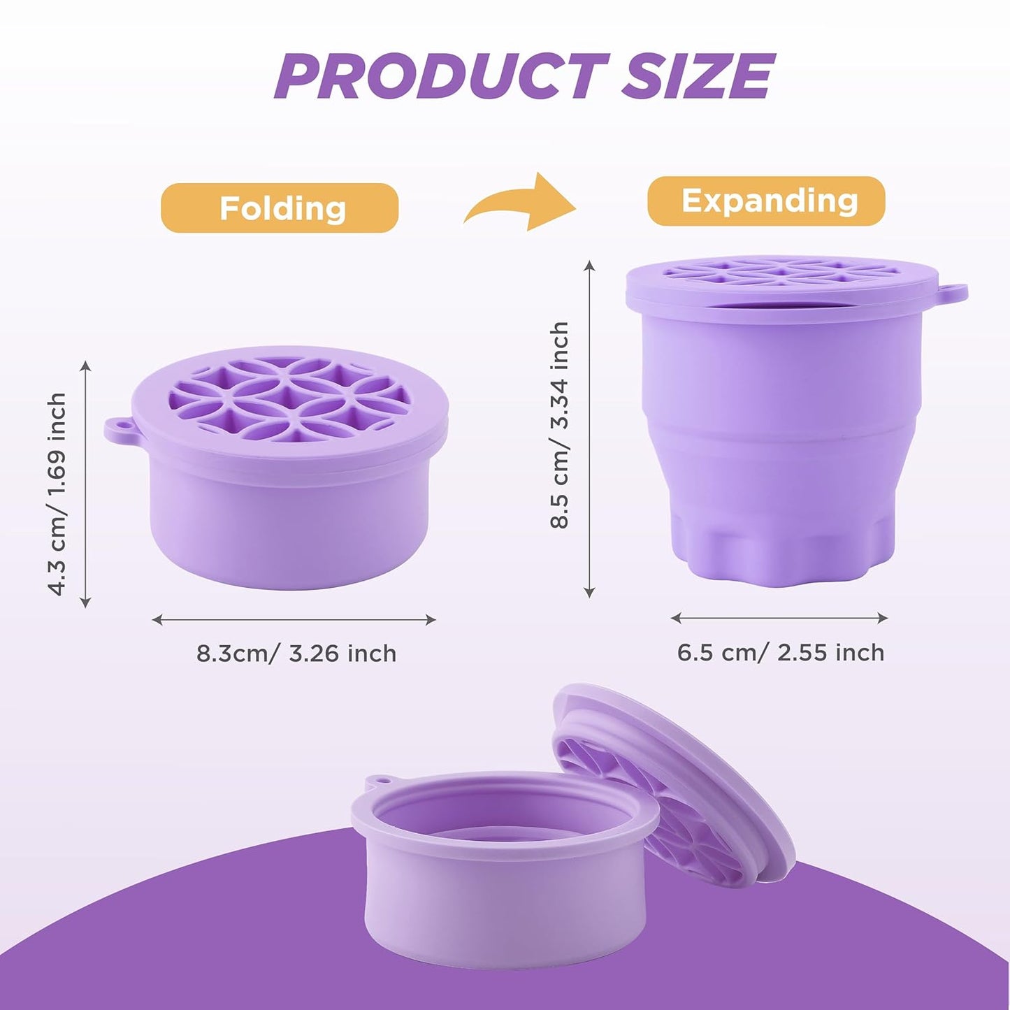 Makeup Brush Cleaner - Foldable Silicone Makeup Brush Cleaner Mat with Brush Storage Holder Makeup Brush Cleaning Bowl Cosmetic Brush Washing Tool for Cleaning Organizer and Drying (Purple)-Velvo Beauty