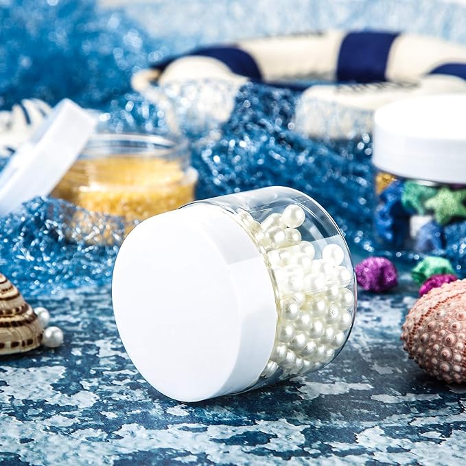 SATINIOR 24 Pieces Empty Clear Plastic Jars with Lids Round Storage Containers Wide-Mouth for Beauty Product Cosmetic Cream Lotion Liquid Butter Craft and Food (Transparent Lid, 4 oz)-Velvo Beauty