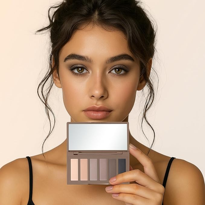 2PCS 6 Colors Mini Naked Eyeshadow Palette Makeup with Brush Set Neutral Nude Eye Shadow Pink & Brown Matte Shimmer Make Up Pallet with Mirror Highly Pigmented Travel Size Gift Kit-Velvo Beauty