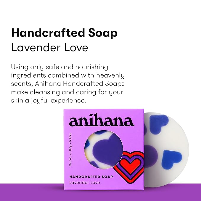 ANIHANA Handcrafted Natural Soap with Coconut Oil, Gentle Cleansing, Paraben Free, Refreshing Lavender Love Scent, 4.23 oz-Velvo Beauty