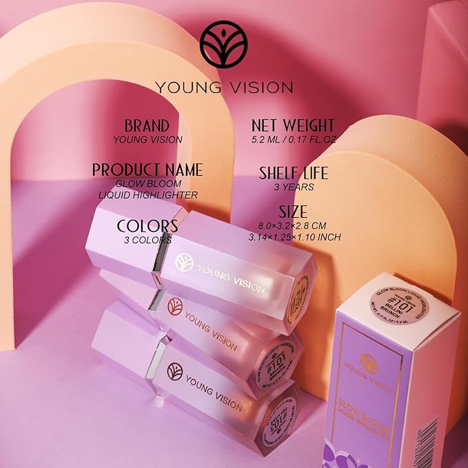 YOUNG VISION Soft Natural Glow Liquid Highlighter, Glow Liquid Illuminator Makeup,Weightless, Long-Wearing, Smudge Proof, Natural-Looking, Dewy Finish,-Velvo Beauty