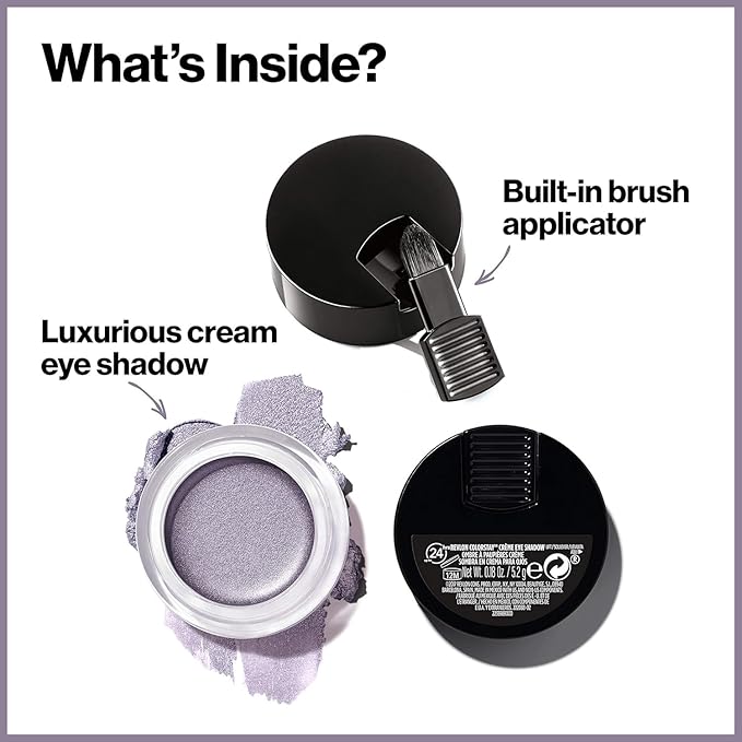 Crème Eyeshadow by Revlon, ColorStay 24 Hour Eye Makeup, Highly Pigmented Cream Formula in Blendable Matte & Shimmer Finishes, 740 Black Currant, 0.16 Oz-Velvo Beauty