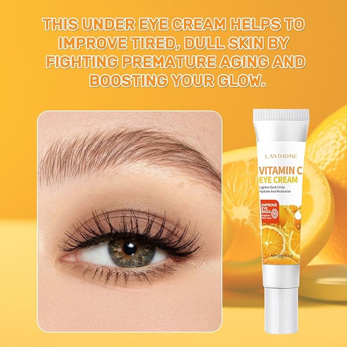 Vitamin C Eye Cream For Dark Circles, Under Eye Cream Anti Wrinkles For Reduce Puffiness And Bags Fine Lines, Wrinkles, Hydrating Eye Lifting Skin Care Anti Aging Eye Cream(0.7 FL.Oz)-Velvo Beauty