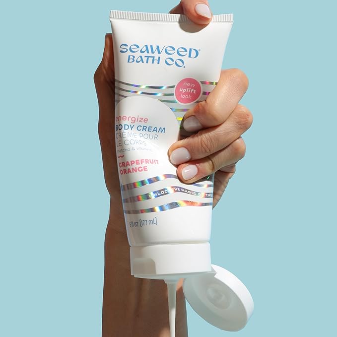 Seaweed Bath Co. Energize Body Cream - Grapefruit Orange | Hand and Body Lotion with Vitamin C, Hyaluronic Acid and Shea Butter | Invigorating Moisturizer For Dry Skin | 6 oz-Velvo Beauty