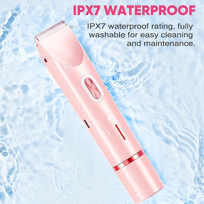 Bikini Trimmer for Women, Electric Razor & Shaver with Dual Ceramic Blades, Painless Hair Removal for Face, Body & Intimate Areas, 90min Cordless Runtime, Waterproof Travel Grooming Kit-Velvo Beauty