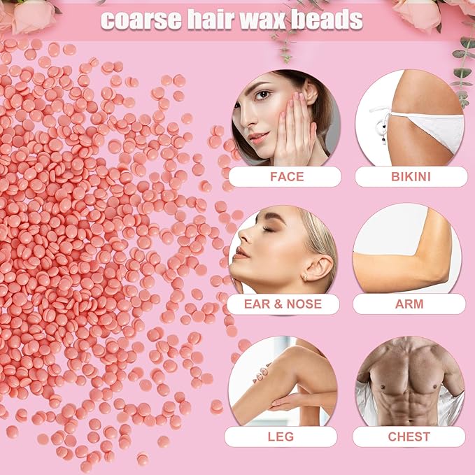 PURPLESKY Wax Beads, 1lb Coarse Beads for Hair Removal - Suitable for Face, Legs, Chest, Back, Bikini (Rose Scent)-Velvo Beauty