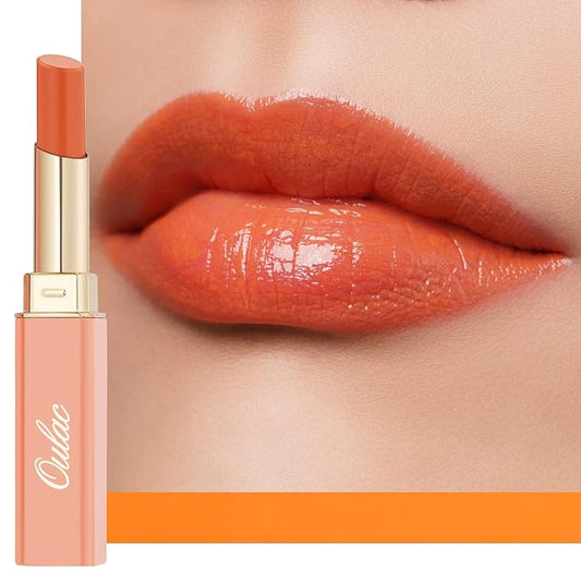 Oulac Orange Lipstick - Moisturizing Lip Stick Glossy Tinted Lip Balm, Sheer Shine Juicy Finish, Lightweight and Hydrating Formula for Dry Lip Care, Vegan 2.2g/0.07oz (08)-Velvo Beauty