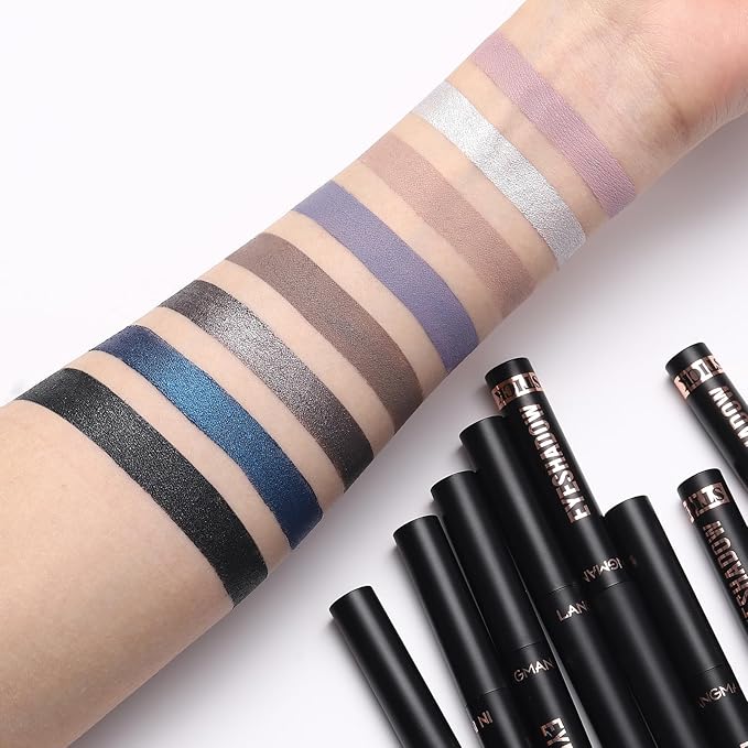 Jolilab Eyeshadow Stick Set, 8 Colors Matte Professional Bright-Colored Contouring and Highlight Stick, Cream Waterproof Long Lasting High Pigmented Eye Shadow. (8, C1)-Velvo Beauty