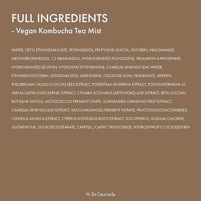 Dr.Ceuracle Vegan Kombucha Tea Mist - Hydrating Face Mist, Portable Milky Spray Serum, Korean Skincare (80 ml / 2.70 fl. oz.)-Velvo Beauty