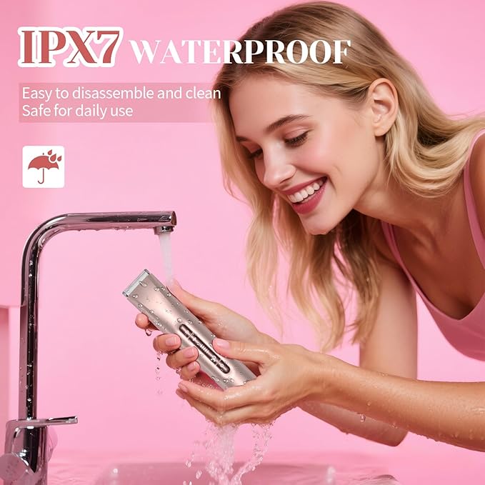 Bikini Trimmer for Women - 2025 New 2-in-1 Dual-Head Electric Shaver,Rechargeable Professional Painless Electric Razors, IPX7 Waterproof Body Hair Trimmer & Facial Hair Remover for Wet & Dry-Velvo Beauty