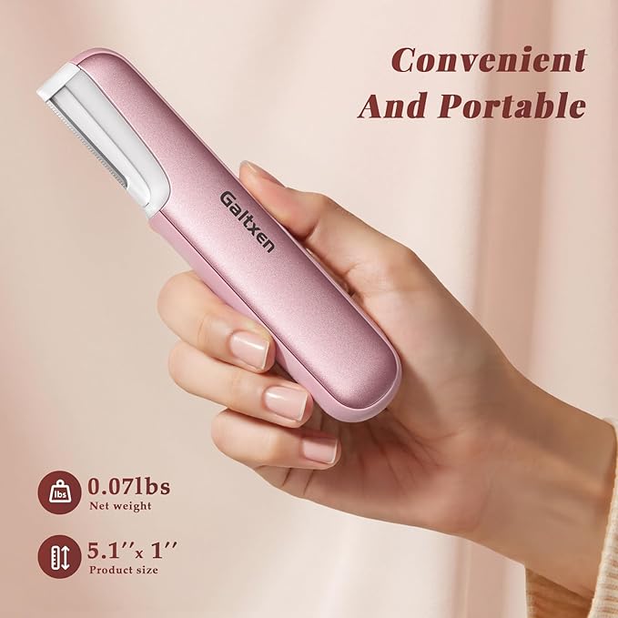 Dermaplaning Tool for Women Pink - Facial Exfoliation & Peach Fuzz Hair Removal with Rechargeable Sonic Edge Technology, 10 Refill Blades-Velvo Beauty