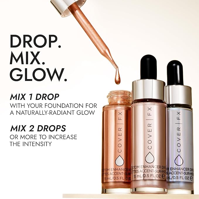 COVER FX Custom Enhancer Drops - Rose Gold: Bronzed Pink Finish - 15mL - Radiant Glow - Liquid Highlighter-Velvo Beauty