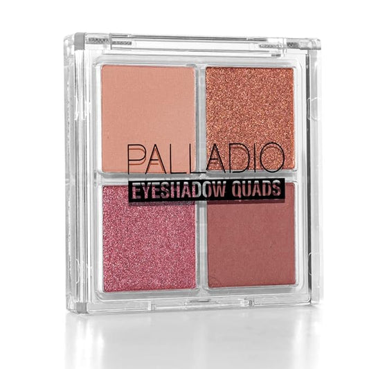 Palladio Eyeshadow Quads, Velvety Pigmented Blendable Matte, Metallic & Shimmer Finishes, Creamy Formula, Four Way Quad Eye Shadow Palette, Talc-Free (Gossip Girl)-Velvo Beauty