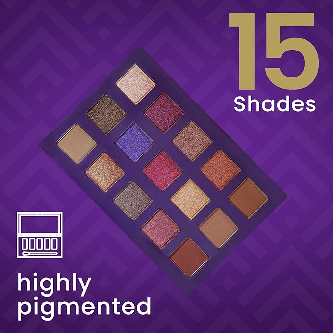 Cosmetics - Twilight, 15-Color Eyeshadow Palette, Highly Pigmented, Long-Wearing, Easy-to-Blend, Blue & Purple Matte, Metallic & Shimmer Eye Shadow, Professionally Formulated Eye Makeup-Velvo Beauty