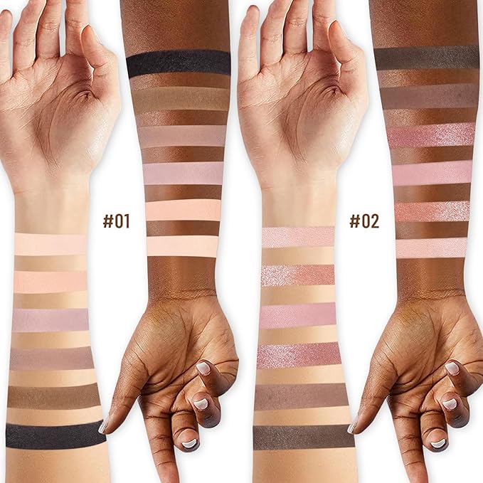 2PCS 6 Colors Mini Naked Eyeshadow Palette Makeup with Brush Set Neutral Nude Eye Shadow Pink & Brown Matte Shimmer Make Up Pallet with Mirror Highly Pigmented Travel Size Gift Kit-Velvo Beauty