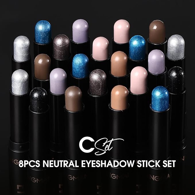 Jolilab Eyeshadow Stick Set, 8 Colors Matte Professional Bright-Colored Contouring and Highlight Stick, Cream Waterproof Long Lasting High Pigmented Eye Shadow. (8, C1)-Velvo Beauty