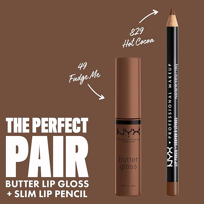 NYX PROFESSIONAL MAKEUP Butter Gloss Brown Sugar, Non-Sticky Lip Gloss - Fudge Me (Warm Brown)-Velvo Beauty