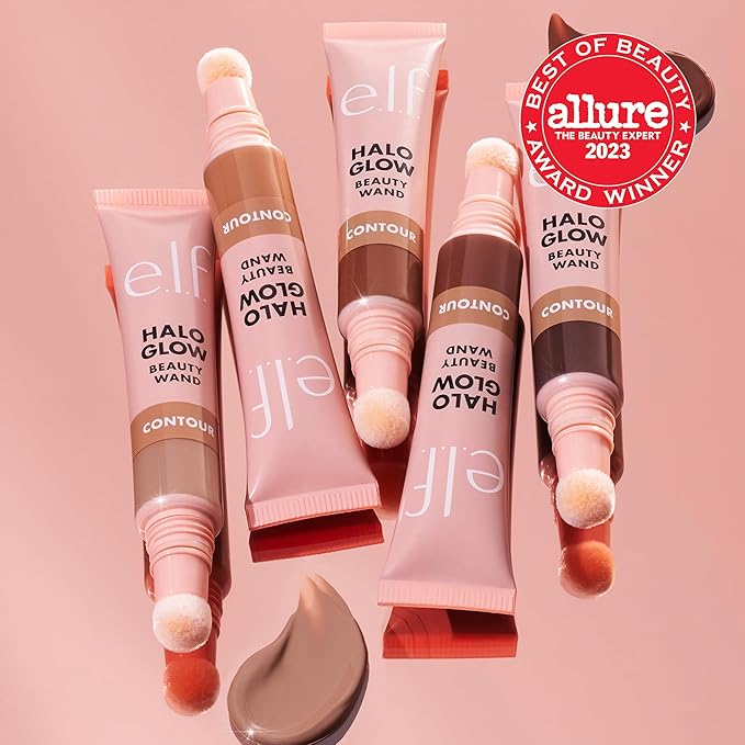 e.l.f. Halo Glow Contour Beauty Wand, Liquid Contour Wand For A Naturally Sculpted Look, Buildable Formula, Vegan & Cruelty-free, Tan/Deep-Velvo Beauty