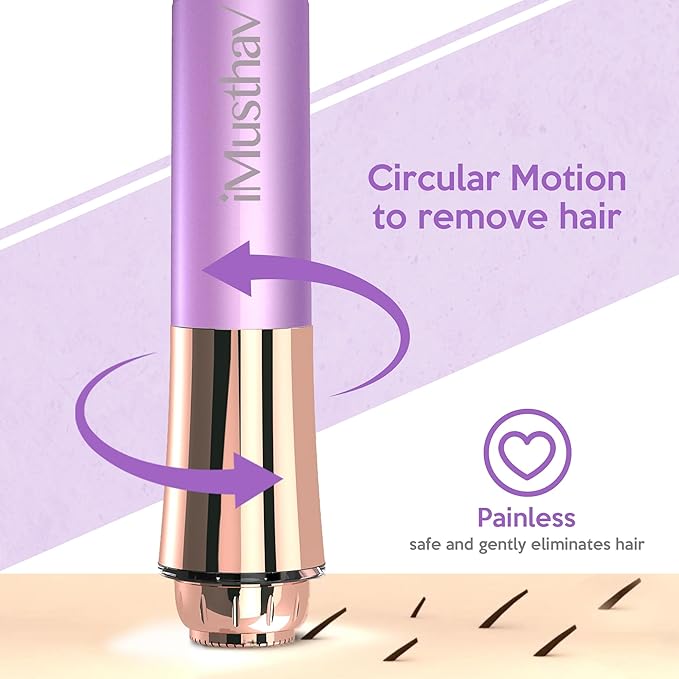 Portable Facial Hair Remover for Women – Painless, Fast & Precise Flawless Electric Razor & Epilator for Face, Lips, Chin Hair Removal – 18K Gold-Plated, 360° LED Light-Velvo Beauty
