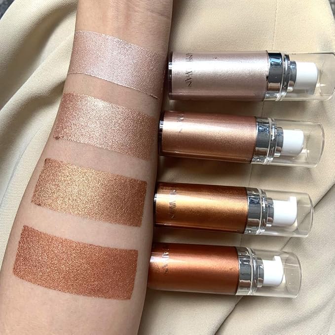Body Face Luminizer Highlighter Cream Spray Liquid Bronzer Illuminator Glow Glistening Makeup Foundation Cheekbone & Blush Liquid Highlighter Smooth Shimmer Glow Makeup(#01 Pearl White)-Velvo Beauty
