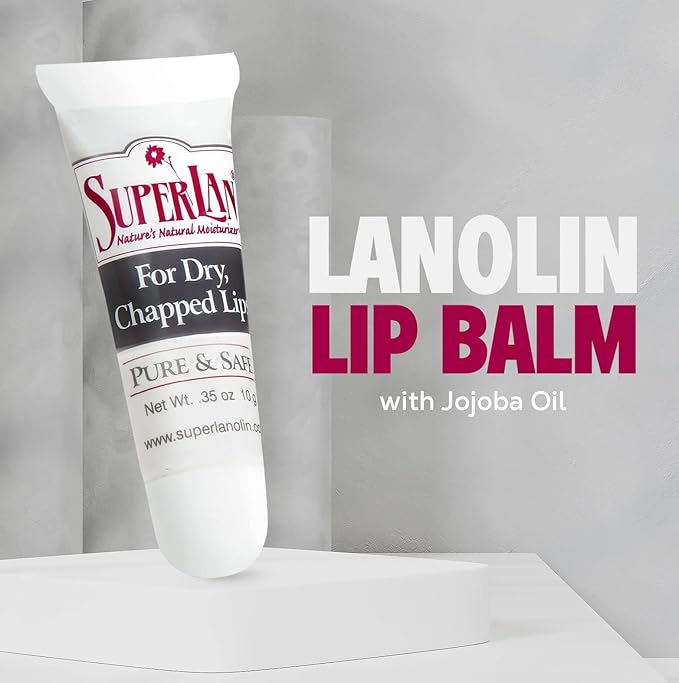 Organic Lanolin Lip Balm For Dry, Cracked, Chapped Lips By Superlan - Natural Lip Moisturizer With Ultra-Pure Medical Grade Lanolin & Jojoba Oil- Kosher Chapstick for Men Women & Children, (3 Pack)-Velvo Beauty