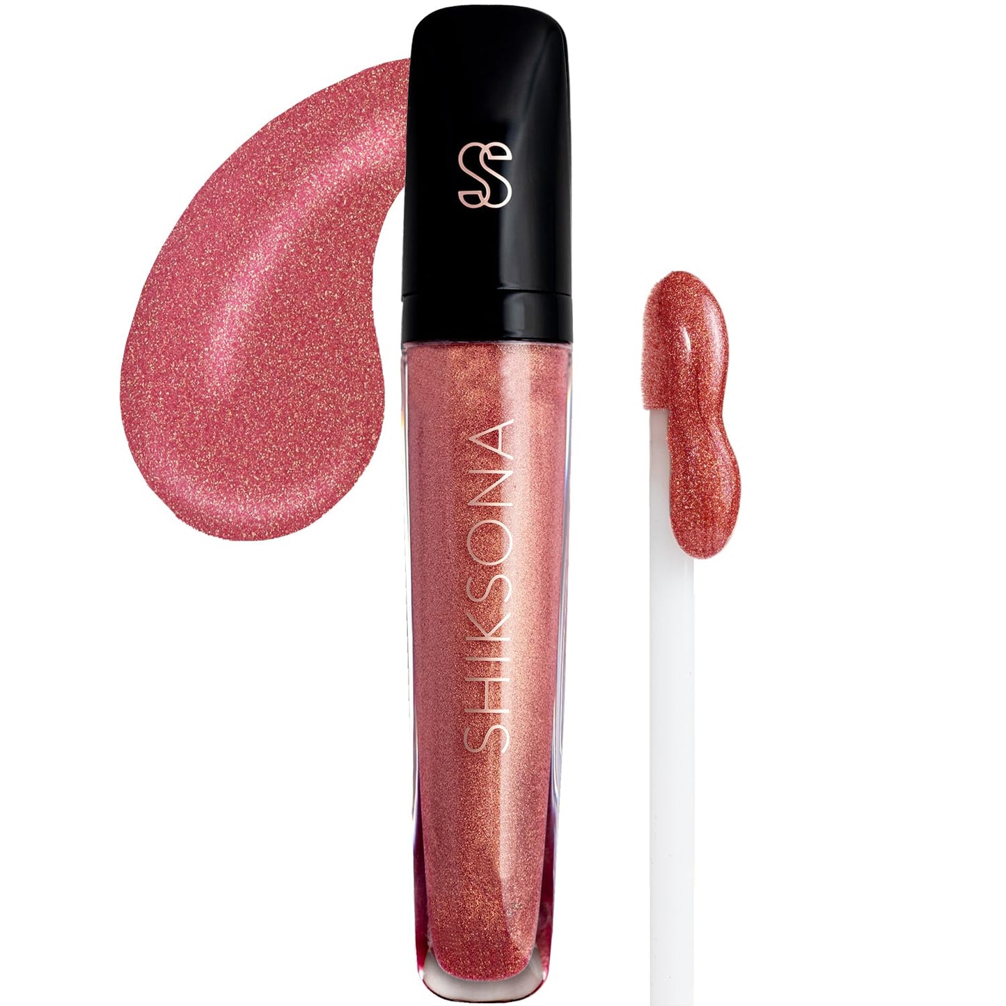 High Shine Lip Gloss | Hydrating, Vegan, Non-Sticky Lipgloss in a Timeless, Universal Color | Raw Emotions (Rose Pink with Gold sparkling pearls)-Velvo Beauty