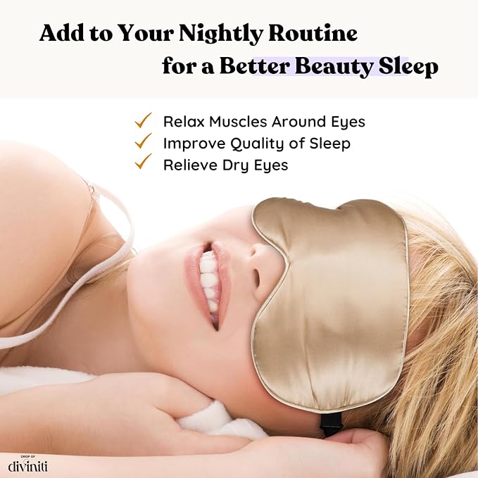 Heated Eye Mask for Dry Eye Relief - Stye Eye Treatment, Warming Eye Mask for Dry Eyes Mask Warm Compress for Eyes, Sinus Mask Heated Eye Patch - Dry Eye Mask Moist Heat Electric Warming - Champagne-Velvo Beauty