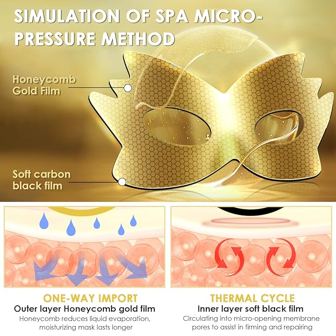 24k Gold Eye Masks, Under Eye Patches Honeycomb Eye Treatment Mask for Dark Circles and Puffiness, Eye Care Pads Skincare Reduce Puffy Wrinkles Eye Patch Gift for Adults Women Men Kids Girls -8 PCS-Velvo Beauty