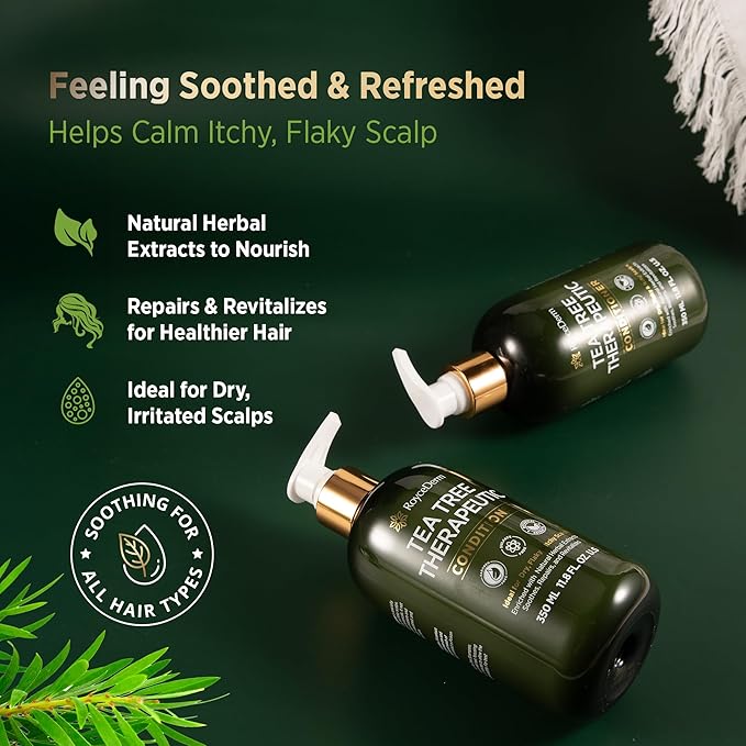 RoyceDerm Tea Tree Conditioner: Hydrating & Soothing Botanical Formula with Tea Tree, Aloe, Camellia Seed Oil, Paraben & Sulfate Free-Velvo Beauty