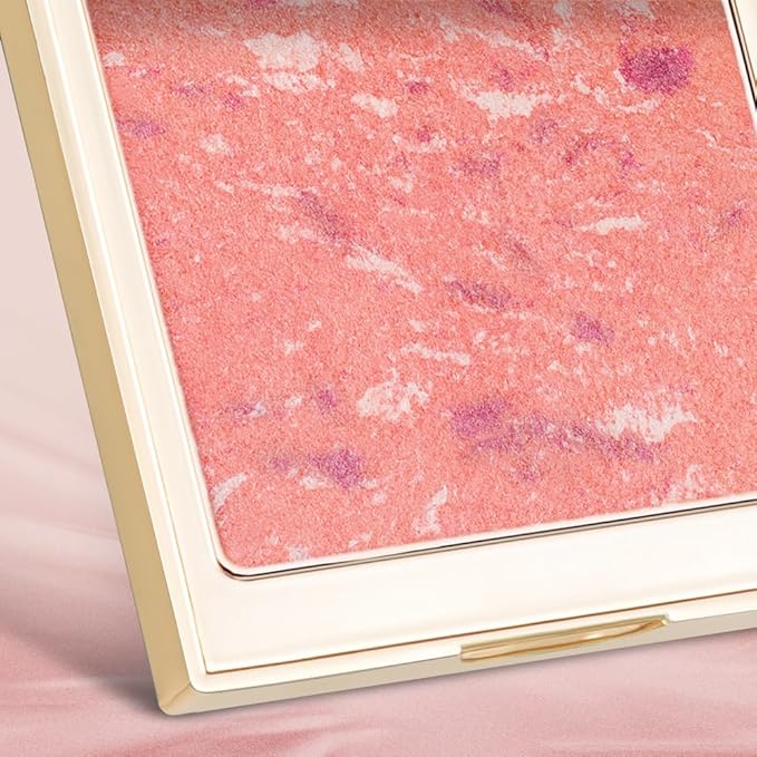 CATKIN Powder Blush for Cheek Blusher Natural Shimmering Blush & Highlight 2 in 1 Creamy Blendable Baked Blush Palette 10g C02 Lovely Cheek-Velvo Beauty