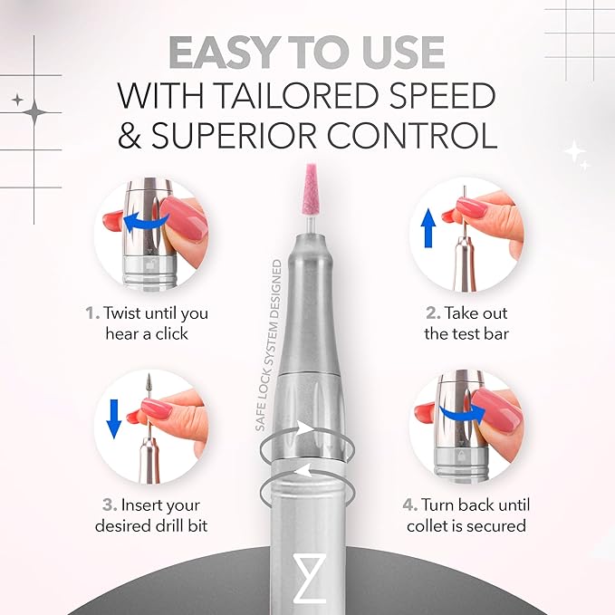 M Mase- Professional Nail Drill Machine - Coreless 2-in-1 Nail File - Electric, Cordless, 35000 RPM, HD Display - Electric Nail Drill for Professional & Home Use (White)-Velvo Beauty