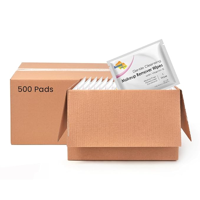 Diamond Wipes Face Cleansing and Waterproof Makeup Remover Wipes, Case of 500 Wipes, Alcohol Free Wipes with Vitamin E-Velvo Beauty