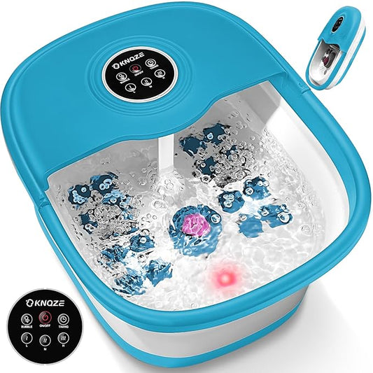 Collapsible Foot Spa with Heat, Remote Control, Temperature Control, Bubbles, Pumice Stone, Red Light, Timer, 16 Massage Roller Pedicure Foot Bath Tub Foot Soaker for Relaxation & Stress Relief-Velvo Beauty