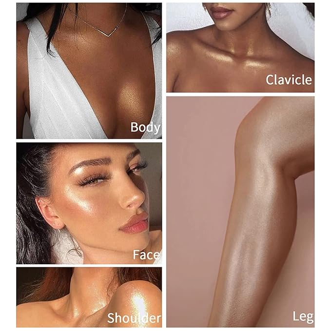 AKARY Liquid Highlighter Makeup for Face Body, Contour Foundation Illuminator Boom Stick, Two-color Highlight Shade Longwear Shimmer Glow Makeup, Valentine's Day gift (03 Rose Gold + Warm Brown)-Velvo Beauty