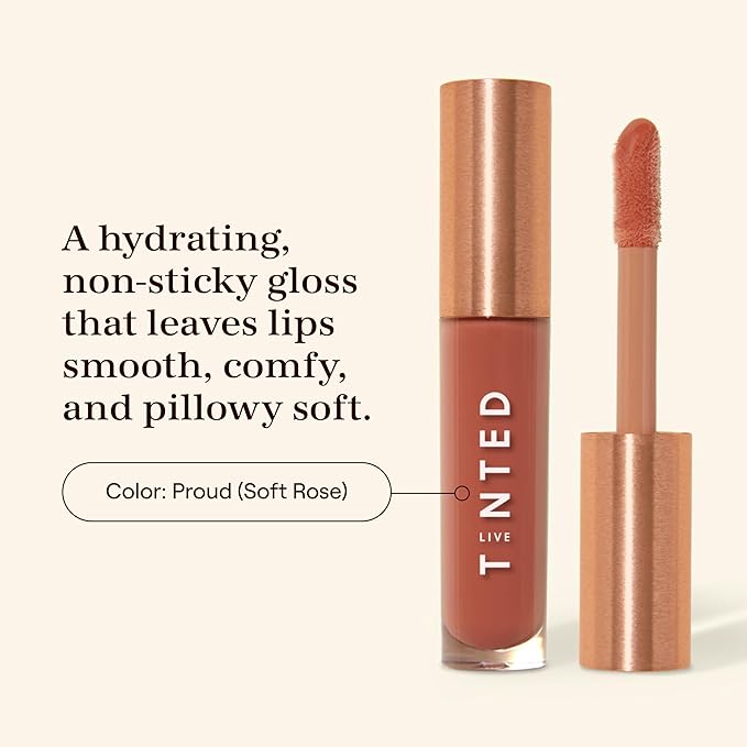Live Tinted Huegloss High-Shine Lip Gloss - Hydrating, Non-Sticky, Moisturizing Lip Gloss with Hyaluronic Acid, Coconut Oil, and Shea Butter For a Soft Barrier & Seals in Moisture - Soft Rose-Velvo Beauty