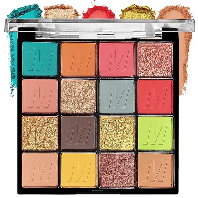 16 Colors Champagne Gold Glitter Matte Shimmer Eyeshadow Palette for Eye Makeup,High Pigmented Brown Eye Shadow Primers Powder Palet de sombras de ojos-Velvo Beauty