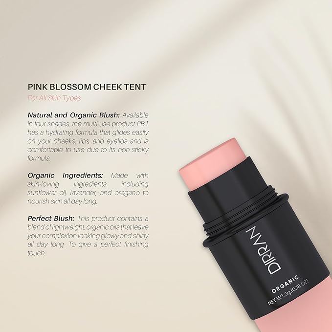 3 in 1 Natural Ingredient 90% Organic Blusher Stick For Lips, Eyes, & Cheeks, Hydration And Natural Beauty Apply directly And Blend With Fingertips, Small Enough to Carry (PINK BLOSSOM)-Velvo Beauty