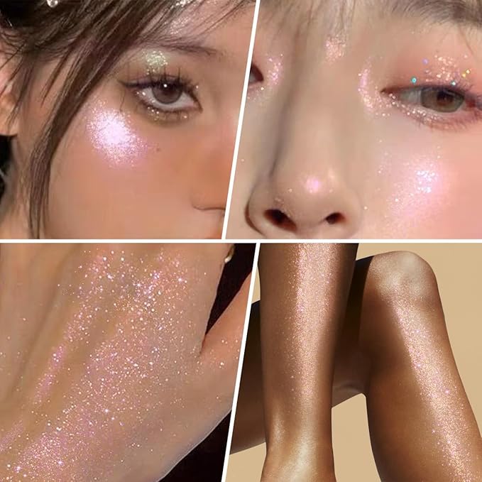 UCANBE Hydrating Body Glitter Dewy Highlighter Makeup Luminizer Drops Body Shimmer Liquid Face Glow Sparkles for Women Gifts (Rose Gold - 03)-Velvo Beauty